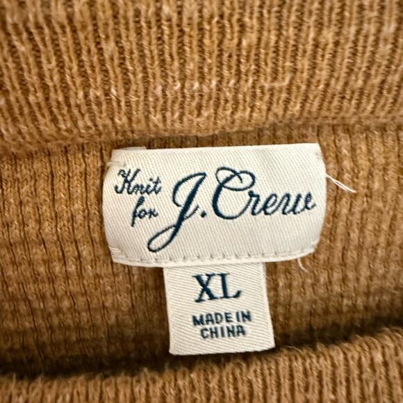 J. Crew Men’s Knit Sweater Gold Tan Size XL Fitted 100% Cotton Layer Textured - Picture 3 of 7